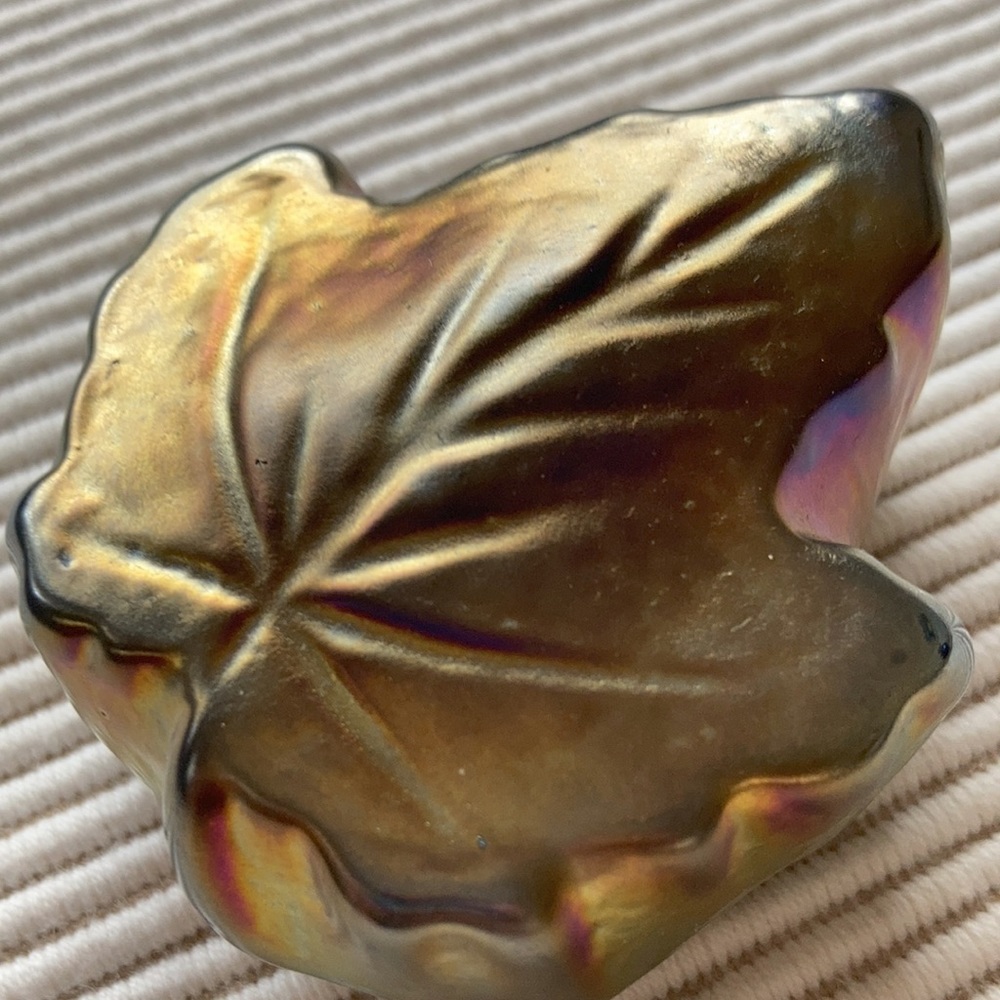 SOLD Genuine Robert Held Art Glass Gold Maple Leaf Paperweight